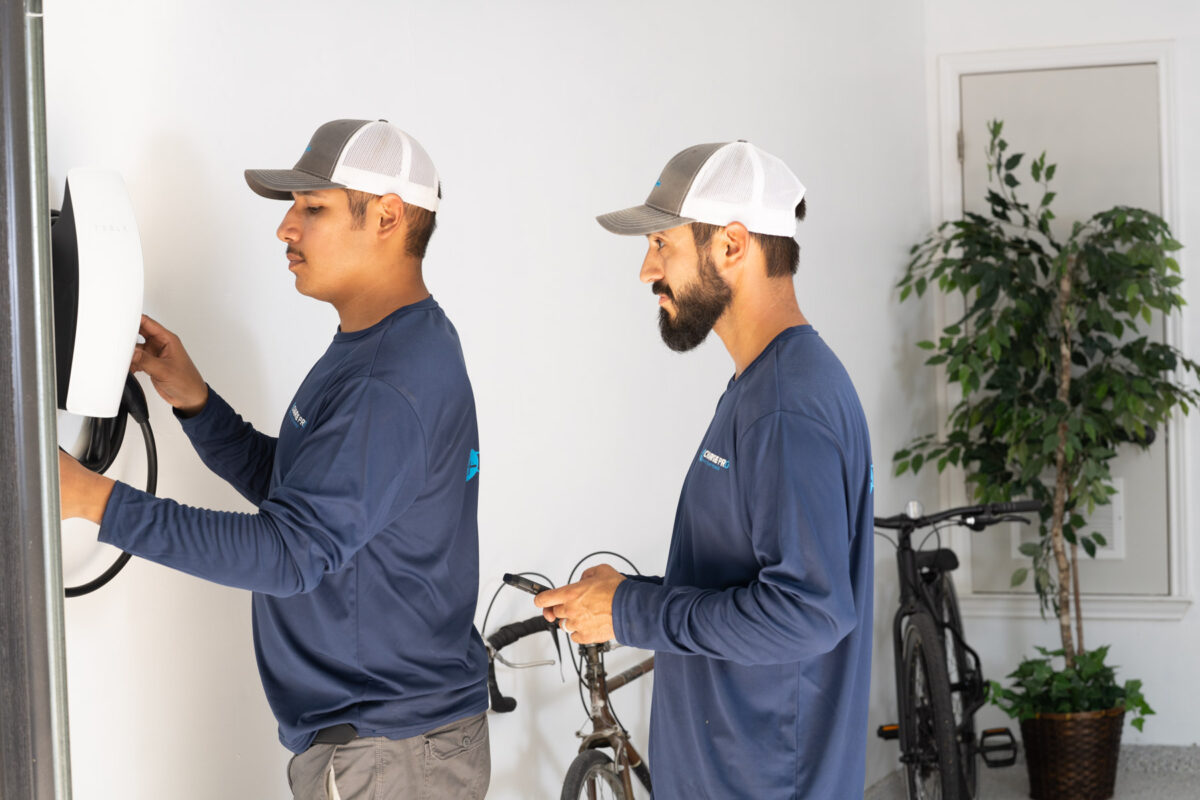 Tesla charger install in garage by professional installer 